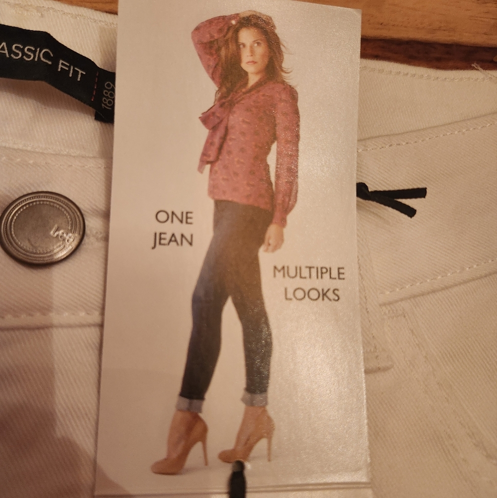 Lee White Straight Leg Jeans Minimalist Design - Picture 8 of 12